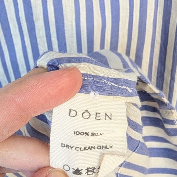 NWT Doen Marne Striped Silk-voile Mini Dress In Blue, size XS - Picture 8 of 8